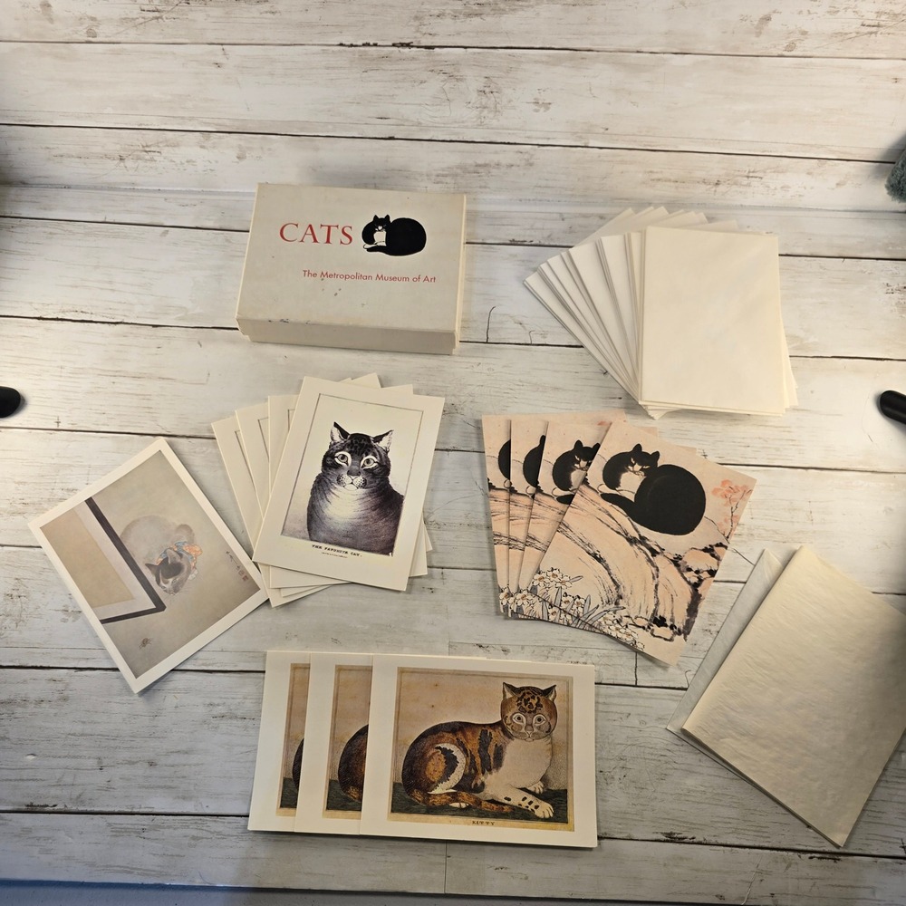 Vintage Metropolitan Museum of Art Cats Boxed Note Cards Set Feline Art History
